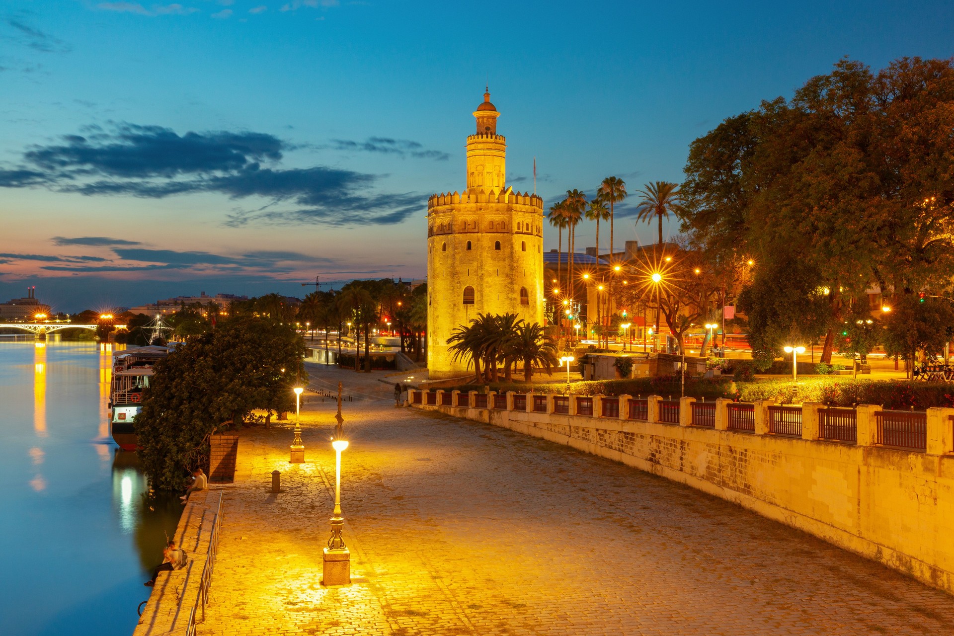 The famous Golden Tower in Seville at sunset.